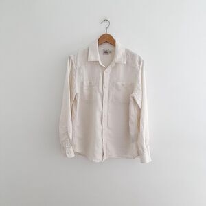 Flint and Tinder Linen Button-Down Shirt, Ivory Utility Style, Size L